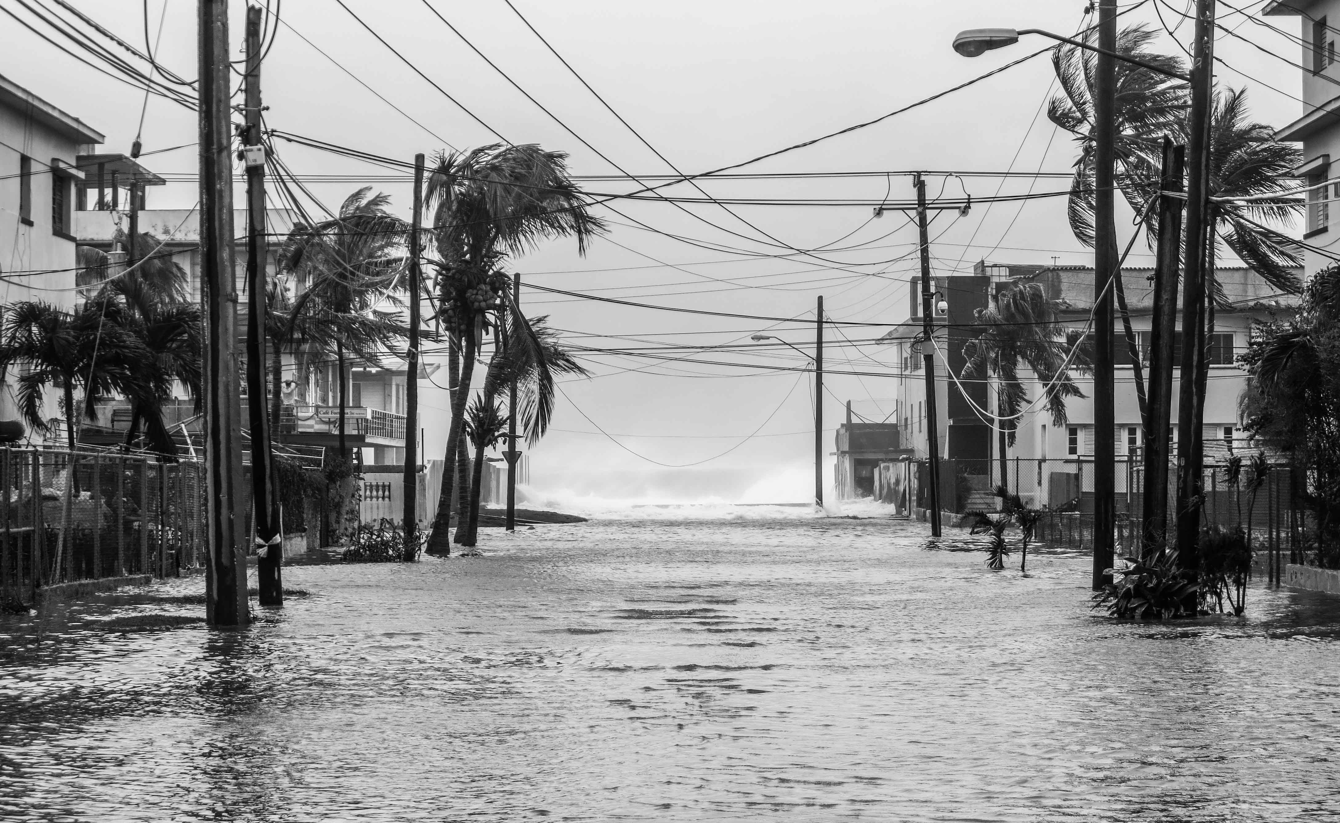A media mañana el mar continuaba desbordándose e inundaba garajes y viviendas de la avenida primera. Esta es la calle 24, a una distancia de 100 metros aproximadamente de la cosa (Foto: Mónica Baró)